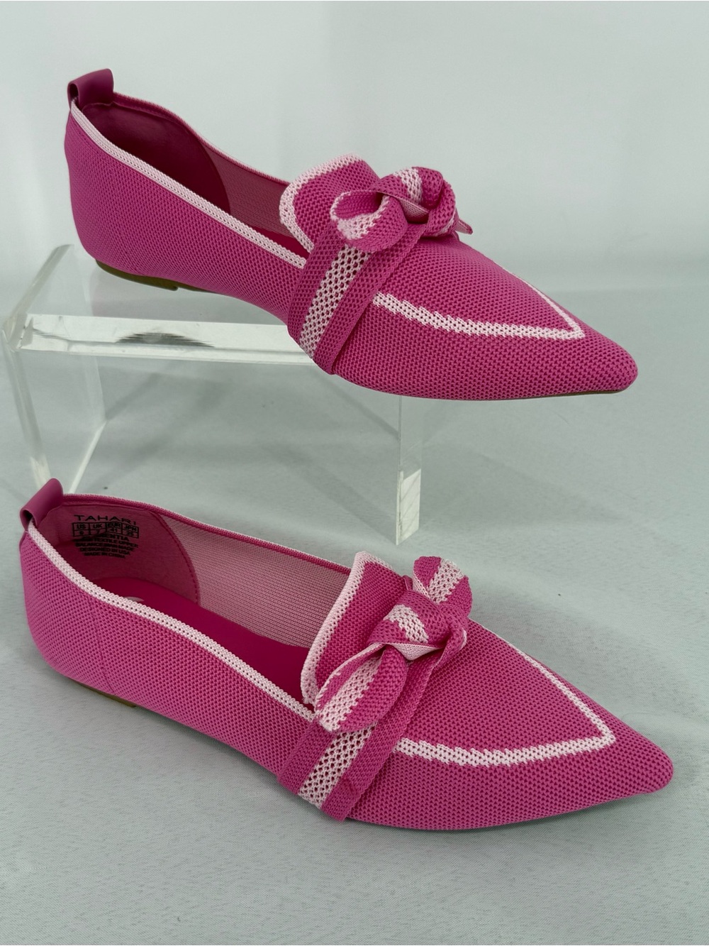 NEW Beautiful Tahari Pointed Toe Knot- Pink Women's Flat Loafers Fuchsia Size 9